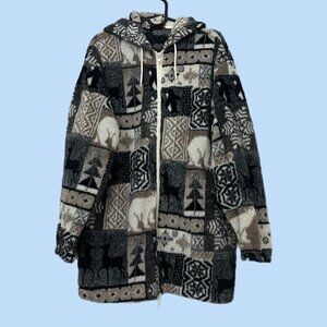 90s fleece chunky polar bear penguin graphic zip hoodie jacket